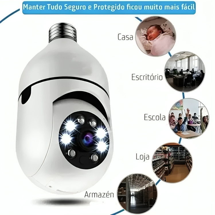 Câmera de Segurança sem Fio  WiFi 360° Pro